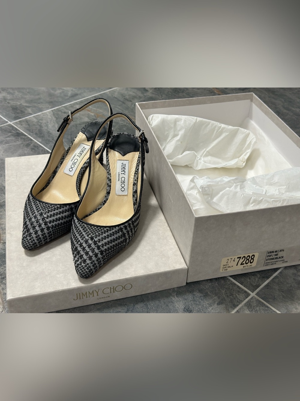 JIMMY CHOO Erin 60mm Prince of Stars Flannel Slingback Pumps